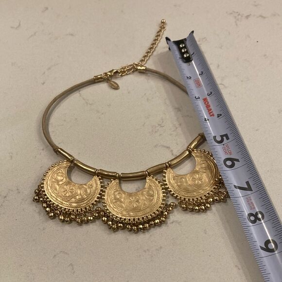 Chico's Gold Statement Necklace with Ornate Pendants Chocker - Picture 5 of 7
